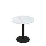 36" Round Thermoform Calcutta Marble Quick Ship Table + Black Standard Height 22" Disc Base