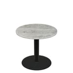 42" Round Thermoform Gray Barn Board Quick Ship Table + Black Standard Height 30" Disc Base