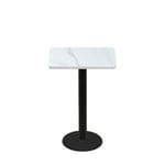 24" x 30" Thermoform Calcutta Marble Quick Ship Table + Black Counter Height 18" Disc Base