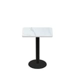 24" x 30" Thermoform Calcutta Marble Quick Ship Table + Black Standard Height 18" Disc Base