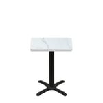 24" x 30" Thermoform Calcutta Marble Quick Ship Table + Black Standard Height 22" x 22" Cross Base