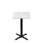 30" x 30" Thermoform Calcutta Marble Quick Ship Table + Black Counter Height 22" x 22" Cross Base