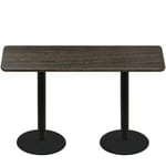 30" x 72" Thermoform Dark Walnut Quick Ship Table + (2) Black Counter Height 22" Disc Bases