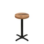 24" Round Urban Natural Heartwood Quick Ship Table + Black Counter Height 22" x 22" Cross Base