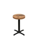 24" Round Urban Natural Heartwood Quick Ship Table + Black Standard Height 22" x 22" Cross Base