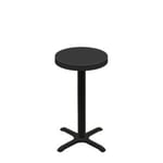 24" Round Urban Onyx Quick Ship Table + Black Counter Height 22" x 22" Cross Base