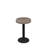 24" Round Urban Weathered Barnwood Quick Ship Table + Black Standard Height 18" Disc Base
