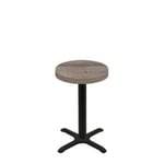 24" Round Urban Weathered Barnwood Quick Ship Table + Black Standard Height 22" x 22" Cross Base