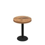 30" Round Urban Natural Heartwood Quick Ship Table + Black Standard Height 18" Disc Base