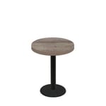 30" Round Urban Weathered Barnwood Quick Ship Table + Black Standard Height 18" Disc Base