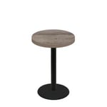 30" Round Urban Weathered Barnwood Quick Ship Table + Black Counter Height 22" Disc Base