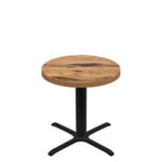 36" Round Urban Natural Heartwood Quick Ship Table + Black Standard Height 30" x 30" Cross Base