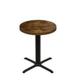 36" Round Urban Vintage Autumn Quick Ship Table + Black Counter Height 30" x 30" Cross Base