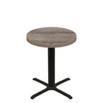 36" Round Urban Weathered Barnwood Quick Ship Table + Black Counter Height 30" x 30" Cross Base