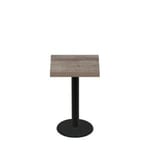 24" x 24" Urban Weathered Barnwood Quick Ship Table + Black Standard Height 18" Disc Base