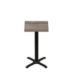 24" x 24" Urban Weathered Barnwood Quick Ship Table + Black Counter Height 22" x 22" Cross Base