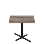 30" x 42" Urban Weathered Barnwood Quick Ship Table + Black Standard Height 22" x 30" Cross Base