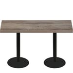 30″ x 72″ Urban Weathered Barnwood Quick Ship Table + (2) Black Counter Height 22″ Disc Bases