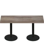 30″ x 72″ Urban Weathered Barnwood Quick Ship Table + (2) Black Standard Height 22″ Disc Bases