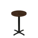 30" Round Woodland Dark Walnut Stain Quick Ship Table + Black Counter Height 22" x 22" Cross Base