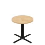 36" Round Woodland Clear Coat Finish Quick Ship Table + Black Standard Height 30" x 30" Cross Base