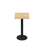 24" x 24" Woodland Clear Coat Finish Quick Ship Table + Black Counter Height 18" Disc Base