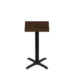 24" x 24" Woodland Dark Walnut Stain Quick Ship Table + Black Counter Height 22" x 22" Cross Base