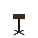 24" x 24" Woodland Dark Walnut Stain Quick Ship Table + Black Standard Height 22" x 22" Cross Base