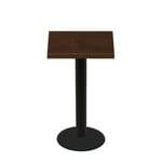 30" x 30" Woodland Dark Walnut Stain Quick Ship Table + Black Bar Height 22" Disc Base