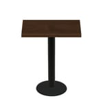 30" x 42" Woodland Dark Walnut Stain Quick Ship Table + Black Bar Height 22" Disc Base