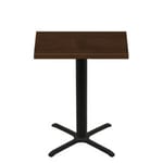 30" x 42" Woodland Dark Walnut Stain Quick Ship Table + Black Bar Height 30" x 30" Cross Base