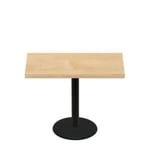 30" x 48" Woodland Clear Coat Finish Quick Ship Table + Black Standard Height 22" Disc Base