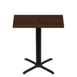 30" x 48" Woodland Dark Walnut Stain Quick Ship Table + Black Bar Height 30" x 30" Cross Base