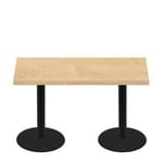 30" x 60" Woodland Clear Coat Finish Quick Ship Table + (2) Black Standard Height 22" Disc Bases