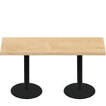 30" x 72" Woodland Clear Coat Finish Quick Ship Table + (2) Black Standard Height 22" Disc Bases