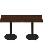 30" x 72" Woodland Dark Walnut Stain Quick Ship Table + (2) Black Standard Height 22" Disc Bases