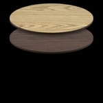 Two-Sided Quick Ship Table Tops - Oak/Walnut Laminate - Brown T-Mold - 60" Round - both sides