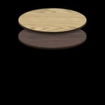 Two-Sided Quick Ship Table Tops - Oak/Walnut Laminate - Brown T-Mold - 48" Round - both sides