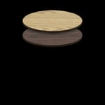 Two-Sided Quick Ship Table Tops - Oak/Walnut Laminate - Brown T-Mold - 42" Round - both sides