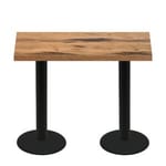 30" x 60" Urban Natural Heartwood Quick Ship Table + (2) Black Bar Height 22" Disc Bases