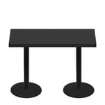 30″ x 60″ Urban Onyx Quick Ship Table + (2) Black Counter Height 22″ Disc Bases