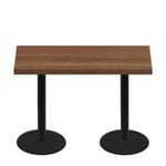 30″ x 60″ Urban Toasted Birch Quick Ship Table + (2) Black Counter Height 22″ Disc Bases
