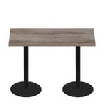 30″ x 60″ Urban Weathered Barnwood Quick Ship Table + (2) Black Counter Height 22″ Disc Bases