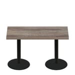 30" x 60" Urban Weathered Barnwood Quick Ship Table + (2) Black Standard Height 22" Disc Bases