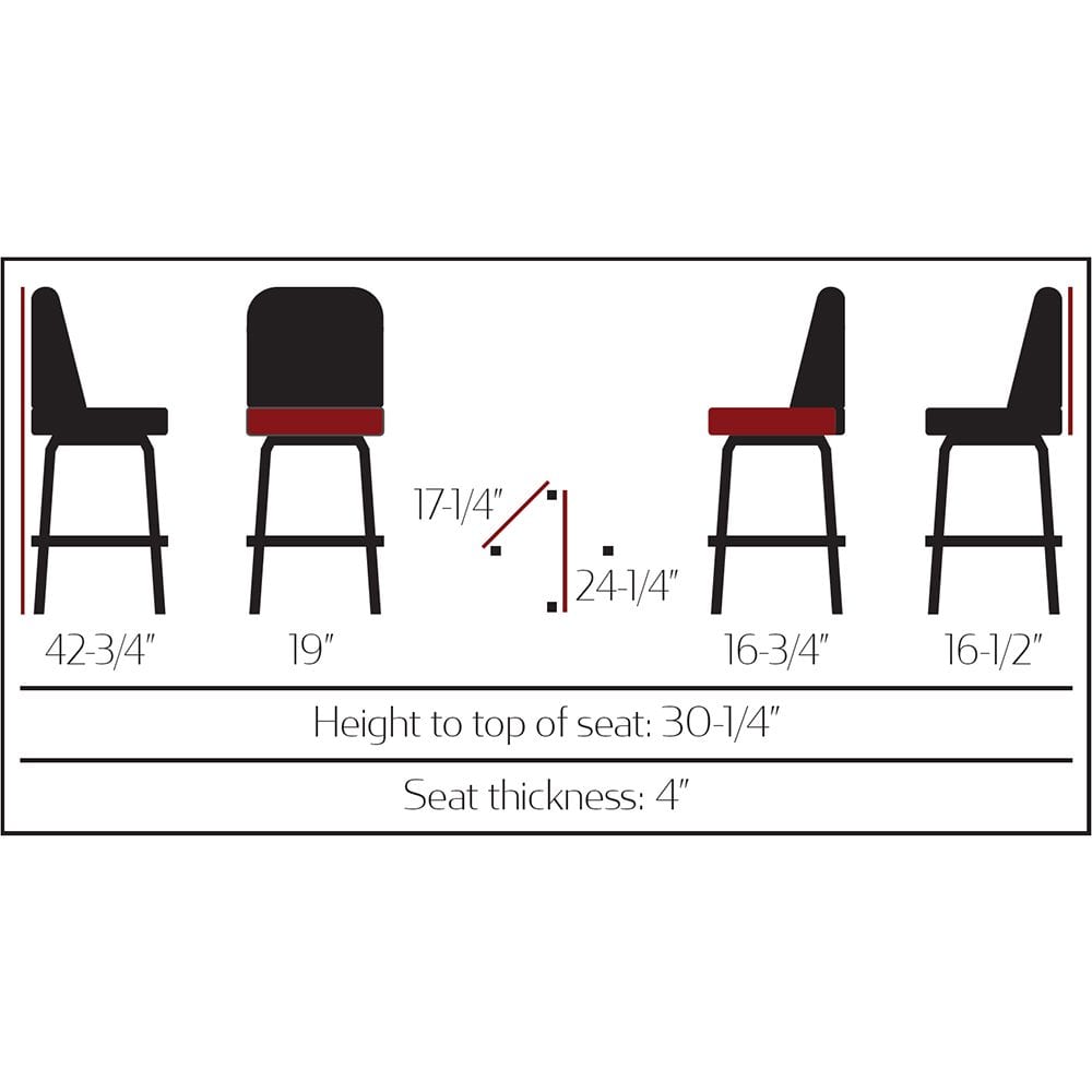 SL2133 Standard Bucket Barstool w/ Gloss Black Frame - OakStreetMFG