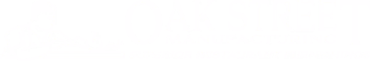 Transparent background Oak Street Manufacturing wide logo in white
