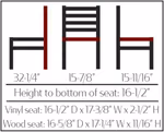 CM 234 Standard Ladderback Metal Frame Dining Chair dimensions
