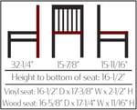 SL4279 Jailhouse Metal Frame Chair Dimensions