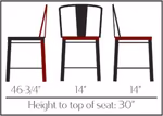 OD BM 0001 Smokestack Tolix Barstool dims