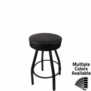 SL0137 BLK XL Button Top in Black Vinyl with Counter Height Black PC Metal Swivel Frame